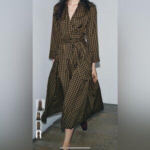 Zara Plaid Wrap Dress NWT